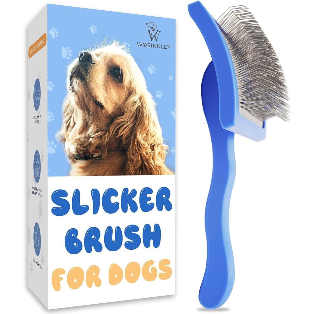 Worinkley Professional Pet Slicker Brush For Dogs Long Pin Detangler Grooming Tool For Goldendoodles Labradoodles And Poodles Large Size