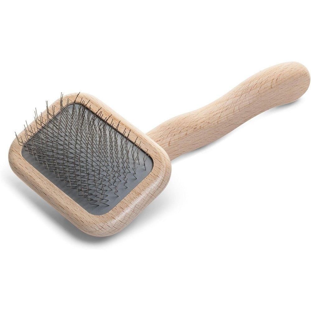 Chris Christensen Mark I Slicker Brush For Dogs With Twelve Millimeter Stainless Steel Pins Handcrafted Beechwood Ergonomic Handle Extra Small Variant