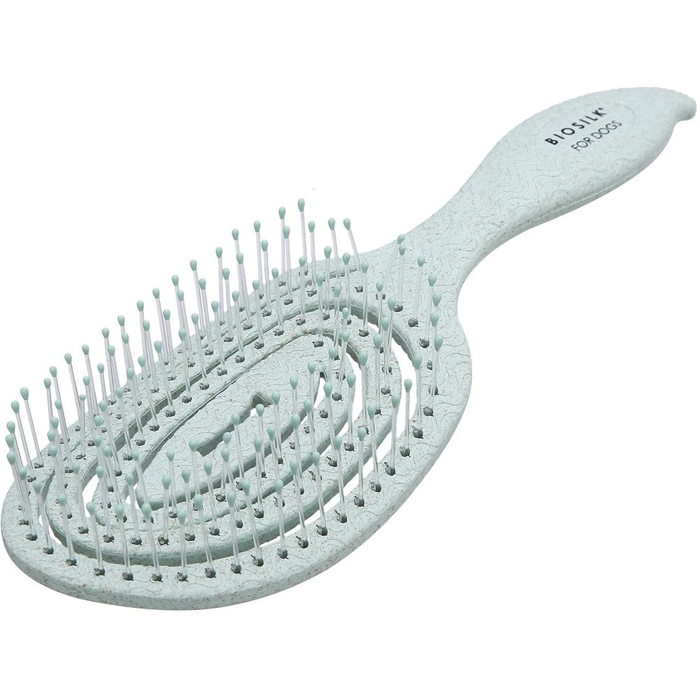 BioSilk For Pets Eco Friendly Detangling Pin Brush For Dogs In Mint Green Ergonomic Gentle Grooming Brush For Knot Removal