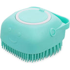 Lszuoy Pet Bath Massage Brush With Built In Shampoo Dispenser Soft Silicone Rubber Dog And Cat Grooming Cleaning Scrubber Tool Blue