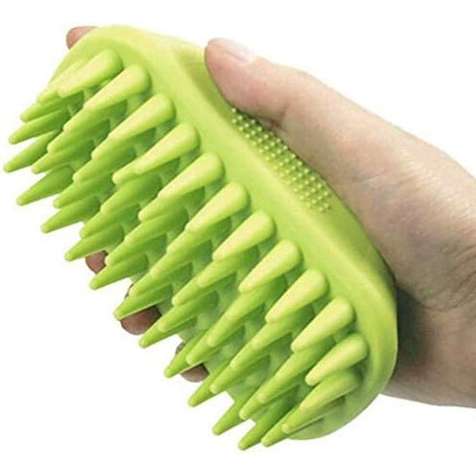Zoopolr Pet Silicone Shampoo Brush For Long And Short Hair Dogs And Cats Anti Skid Rubber Grooming Shower Bath Massage Comb Green One Count