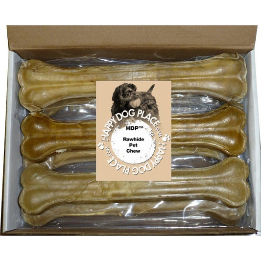 HDP 12 Inch Premium Pressed Rawhide Dog Chew Bone Long Lasting Compressed Cowhide Dental Treats For Aggressive Heavy Chewers Pack Of 10