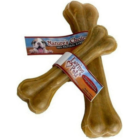 Loving Pets Natures Choice Natural Pressed Rawhide Dog Chew Bones Long Lasting Dental Treat Eight And One Half Inch Ten Pack