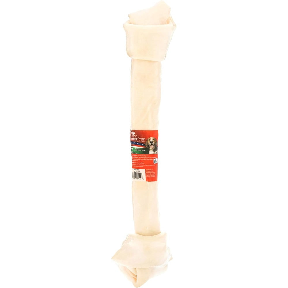Pet Factory American Beefhide Knotted Bone Dog Chew Treat Premium Dental Toy For Large Dogs Natural Flavor Twenty To Twenty Two Inches One Count