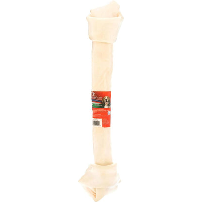 Pet Factory American Beefhide Knotted Bone Dog Chew Treat Premium Dental Toy For Large Dogs Natural Flavor Twenty To Twenty Two Inches One Count