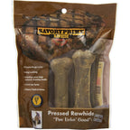 Savory Prime Pressed Rawhide Bone All Natural Long Lasting Beef Hide Chewable Dog Treats Six Pack