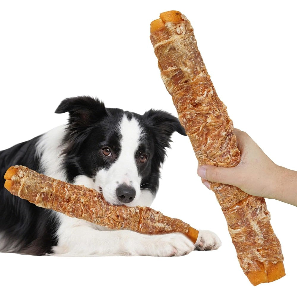 Beloved Pets Just Try Chicken Wrapped Rawhide Chew Sticks For Medium Dogs Long Lasting Dental Treats Ten Point Six Inch Two Pack