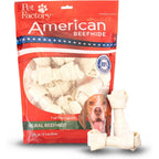 Pet Factory American Beefhide Knotted Bones Dog Chew Treats Natural Flavor 22 Count Pack