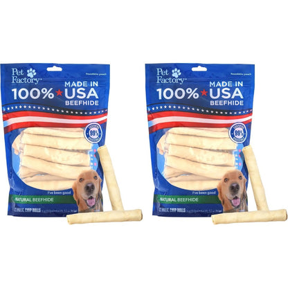 Pet Factory 100 Percent Made In USA Beefhide Chip Rolls Thick Long Lasting Dog Chew Bones 5 Inches 44 Count Pack Of 2