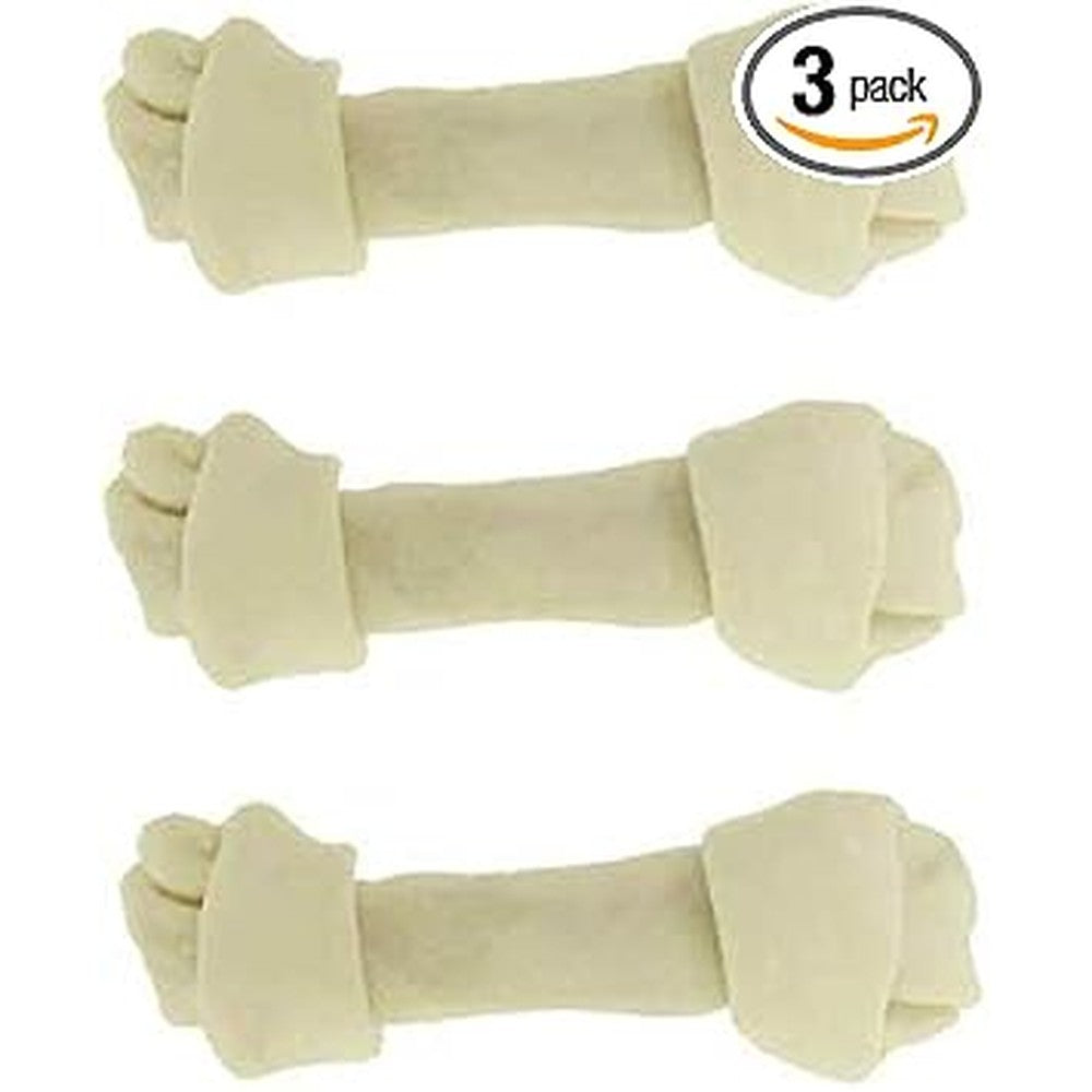 Top Dog Chews Natural Beef Rawhide Bones 3 Pack 8 to 10 Inches Long Lasting Dental Chew Treats For Small Medium And Large Breeds