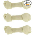 Top Dog Chews Natural Beef Rawhide Bones 3 Pack 8 to 10 Inches Long Lasting Dental Chew Treats For Small Medium And Large Breeds