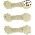 Top Dog Chews Natural Beef Rawhide Bones 3 Pack 8 to 10 Inches Long Lasting Dental Chew Treats For Small Medium And Large Breeds