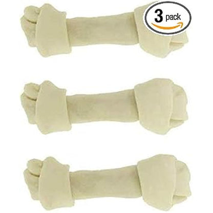 Top Dog Chews Natural Beef Rawhide Bones 3 Pack 8 to 10 Inches Long Lasting Dental Chew Treats For Small Medium And Large Breeds