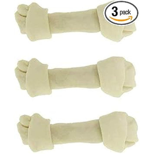 Top Dog Chews Natural Beef Rawhide Bones 3 Pack 8 to 10 Inches Long Lasting Dental Chew Treats For Small Medium And Large Breeds