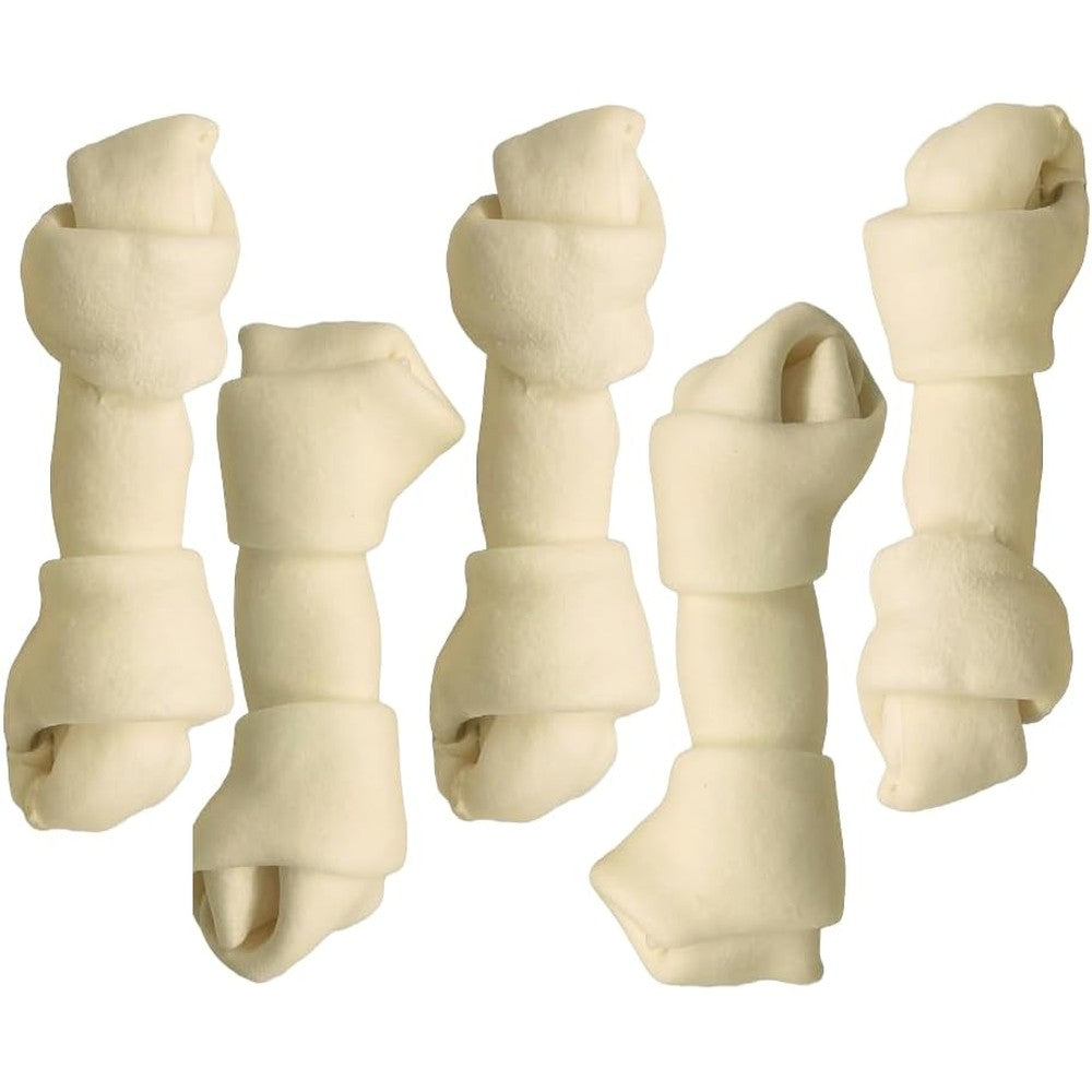 Top Dog Chews Natural Beef Rawhide Bones Five Pack Eight To Ten Inch Long Lasting Premium Dog Chew Treats For Aggressive Chewers