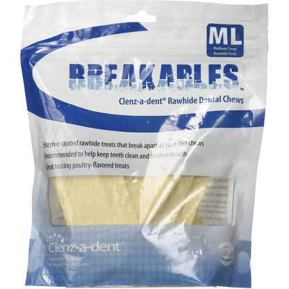 Ceva Clenz-A-Dent Breakables Rawhide Dental Chews For Medium And Large Dogs Poultry Flavor 15 Count