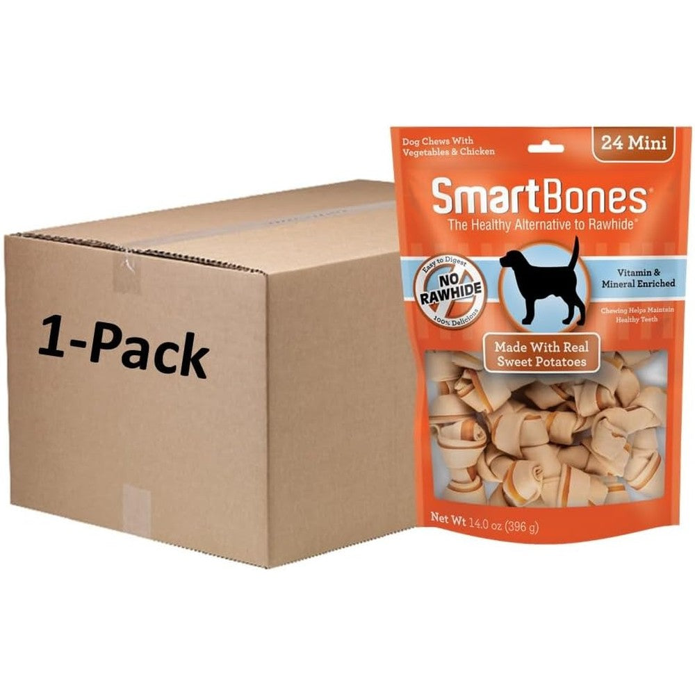 SmartBones Mini Chews With Real Sweet Potato Rawhide Free Dog Treats Highly Digestible Vitamin Enriched Bone Chews For Dogs 24 Count