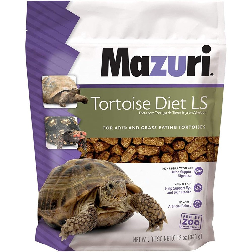 Mazuri Low Starch Tortoise Diet front view packaging 12 Ounce