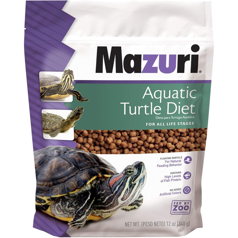 Mazuri aquatic turtle food front view packaging 12 ounce