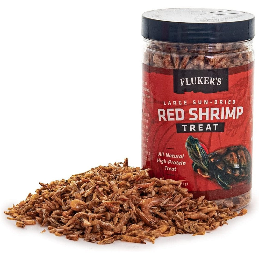 Fluker's large sun-dried red shrimp front view container