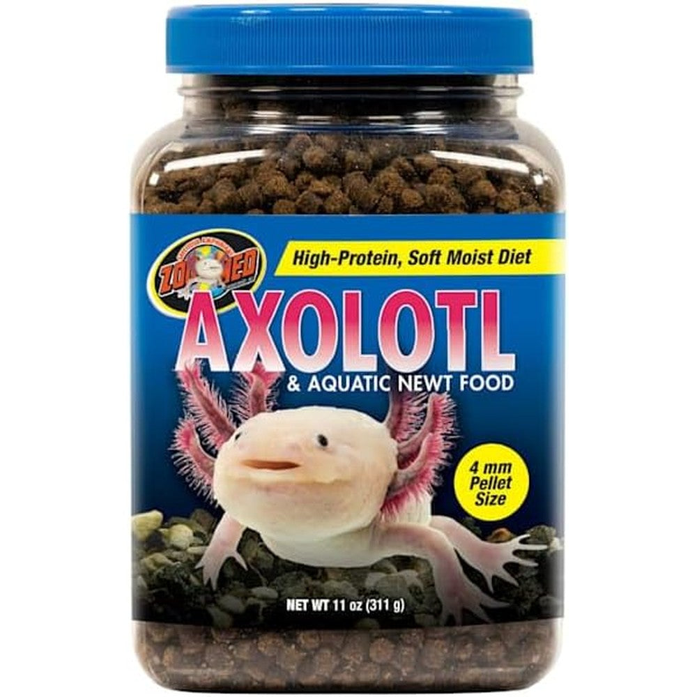 Zoo Med axolotl and aquatic newt food front view container