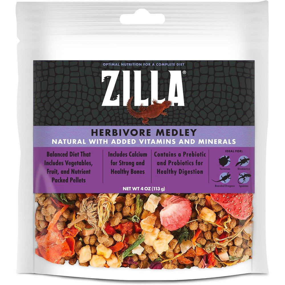 Zilla Pet Reptile Herbivore Food Medley Diet Fortified Blend For Adult Tortoises And Iguanas 4 Ounce - Image 1