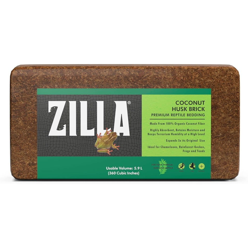 Zilla reptile terrarium bedding substrate coconut husk brick front view