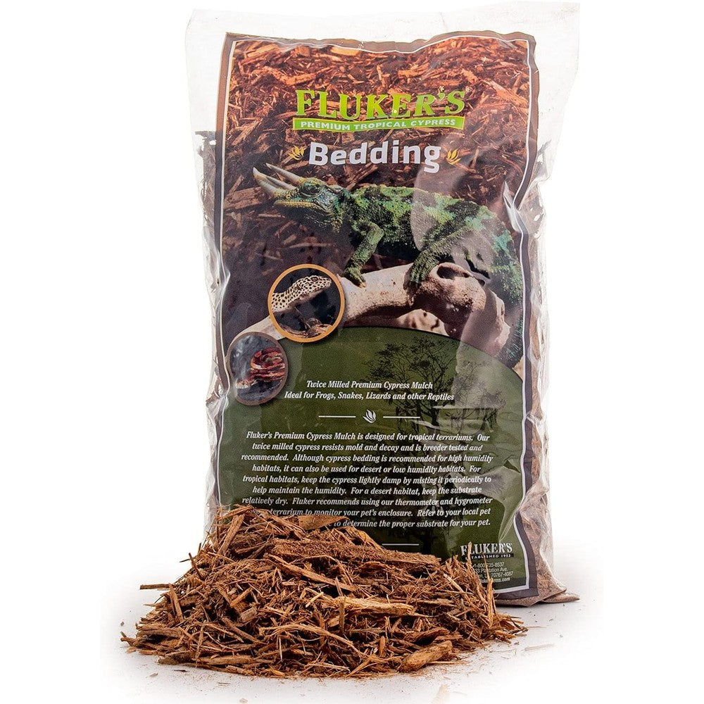 Fluker's premium tropical cypress bedding front view packaging