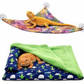 Mechpia bearded dragon bed hammock front view showcasing the complete two piece reptile tank accessories set.