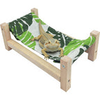 Tfwadmx Bearded Dragon Wooden Reptile Bed Elevated Lizard Lounger Detachable Canvas Sleeping Hammock Tank Habitat Accessory Eleven By Six Inches