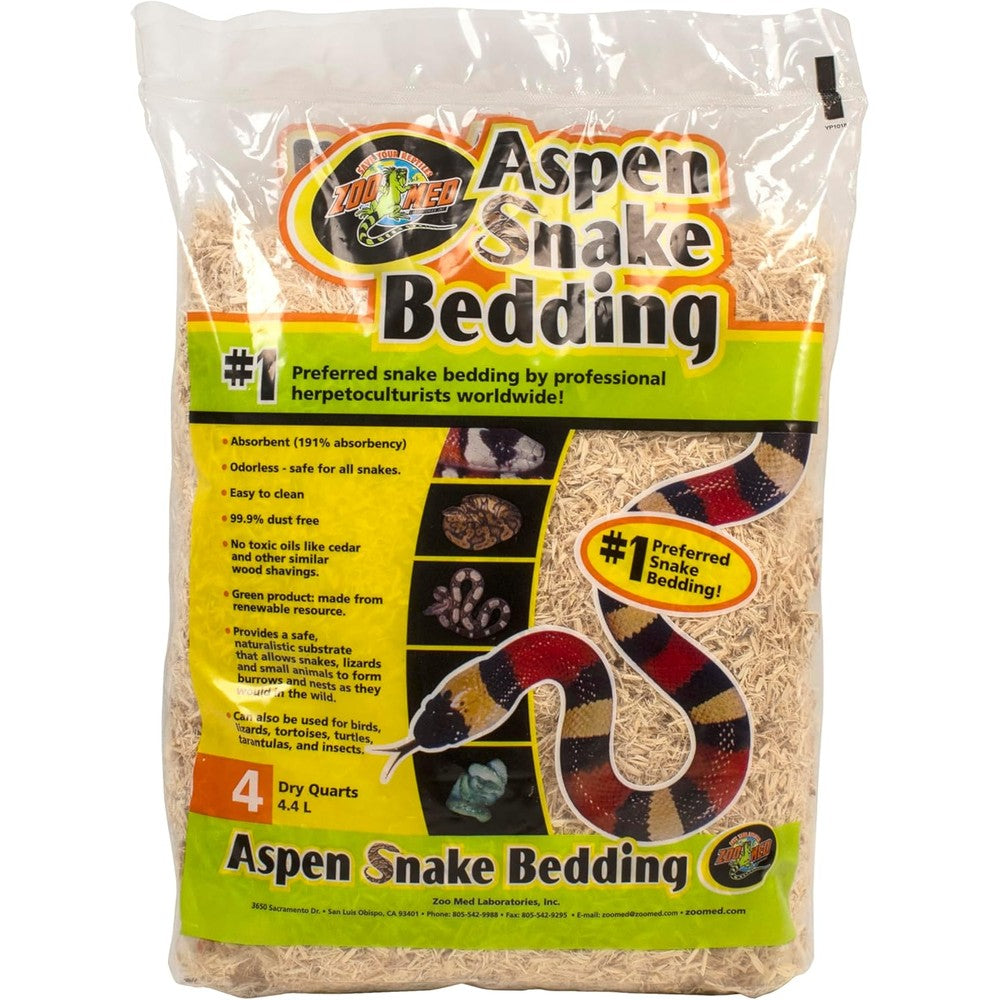 Zoo Med Aspen Snake Bedding front view of four quart bag