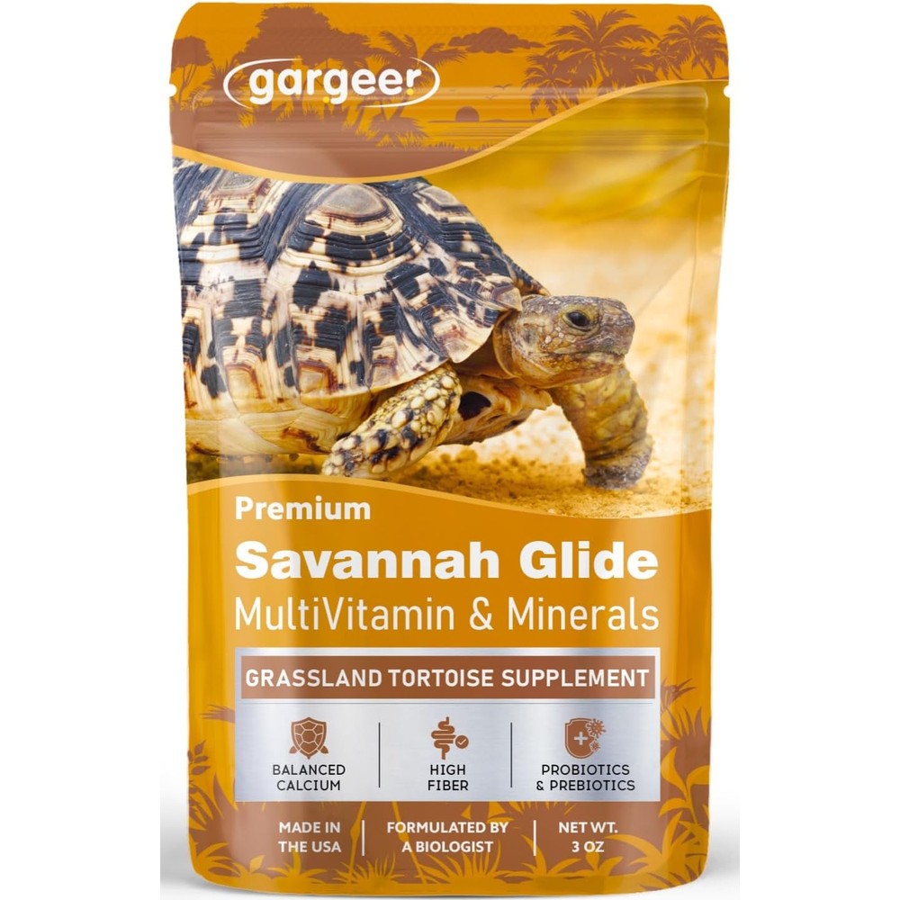 Gargeer Grassland Tortoise Multivitamin And Mineral Powder 3 Ounce For Sulcata Russian Hermanns And Leopard Tortoises Made In The USA