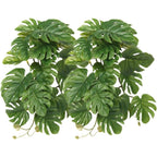 Woledoe 2 Pack Reptile Fake Plants For Terrarium Snake Tank Accessories Artificial Hanging Monstera Leaves Habitat Decor With Suction Cup - Image 1