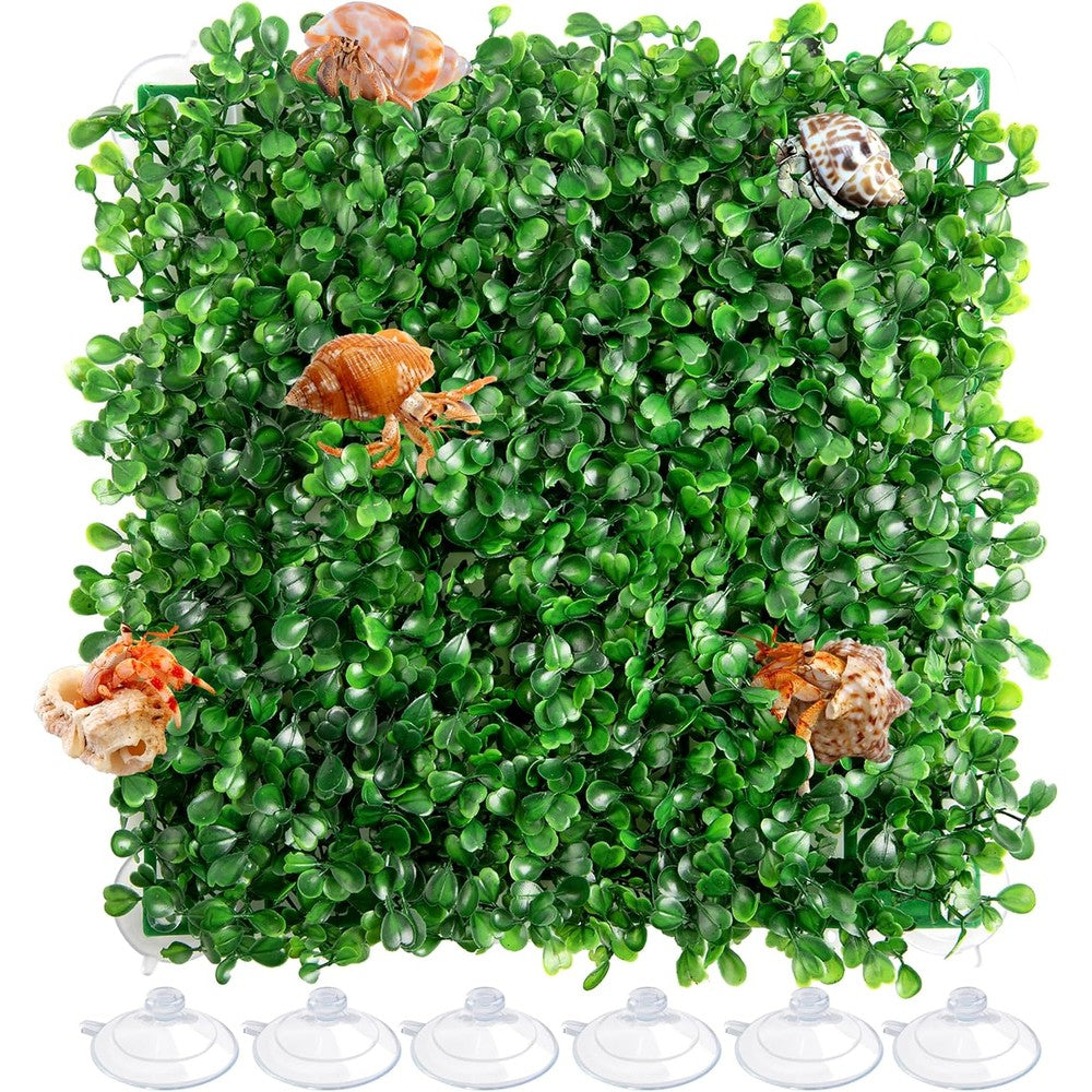 Orchidleaf Hermit Crab Climbing Toy 10x10 Inch Fake Turf Wall For Terrarium Habitat Decor With Plastic Plants For Geckos And Lizards