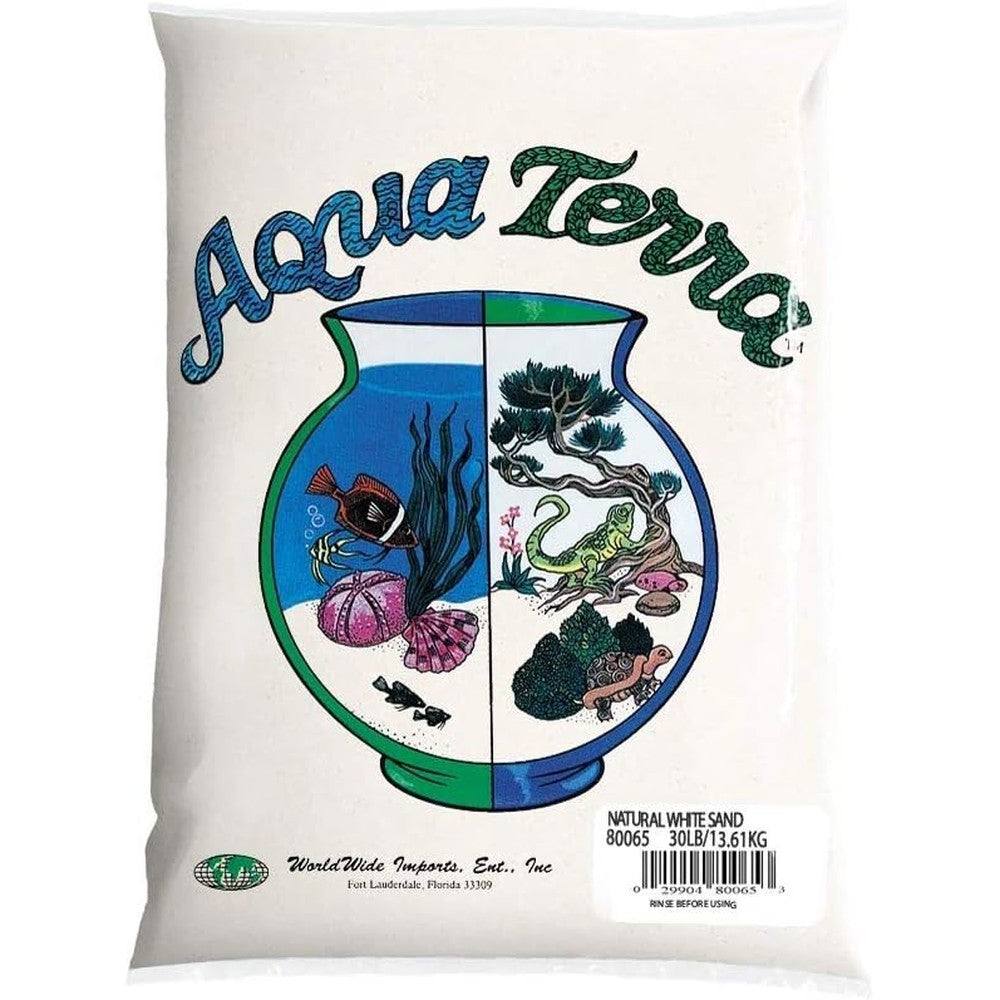 World Wide Imports Aqua Terra natural white aquarium sand front bag view