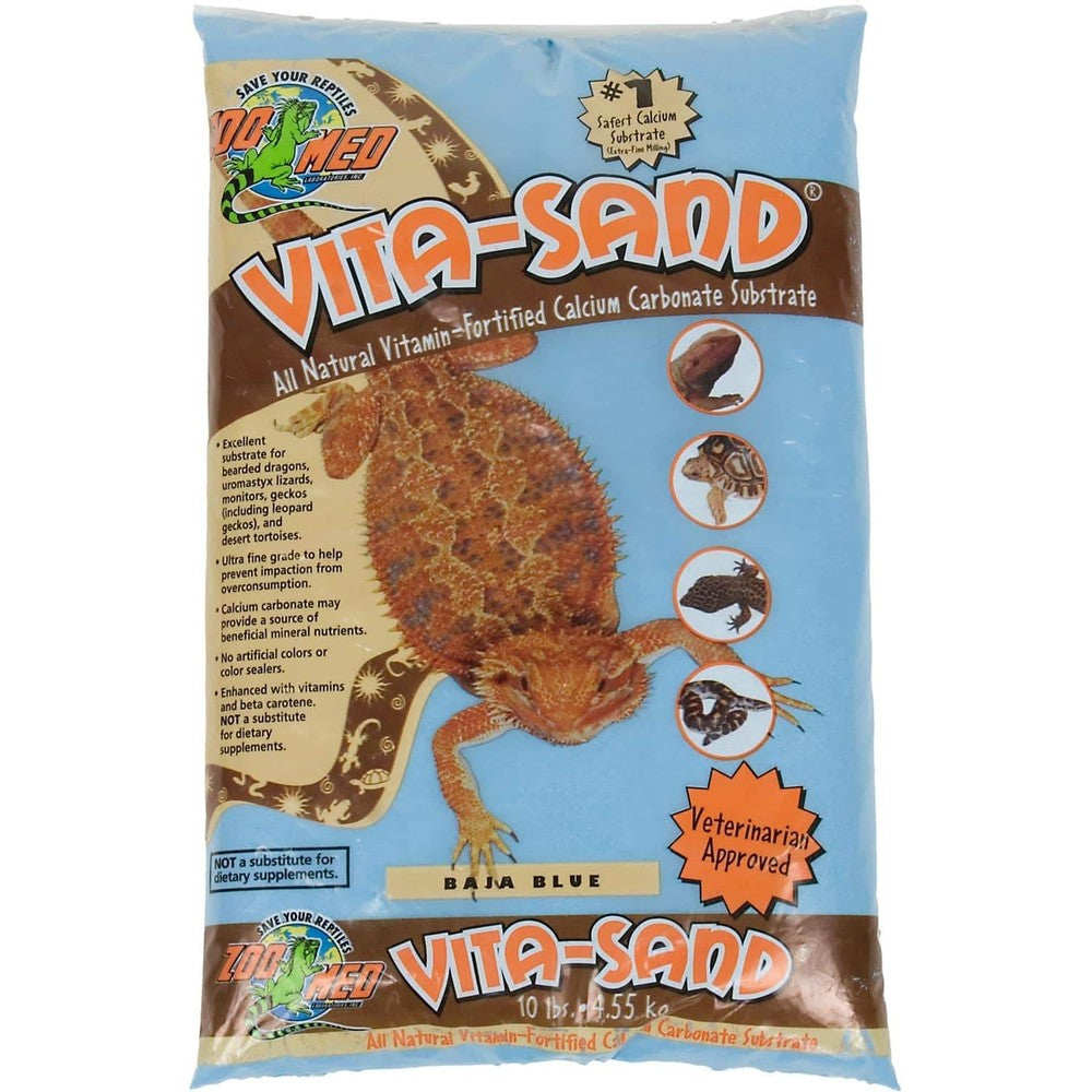 Zoo Med Vita Sand Baja Blue front view 10 pounds packaging