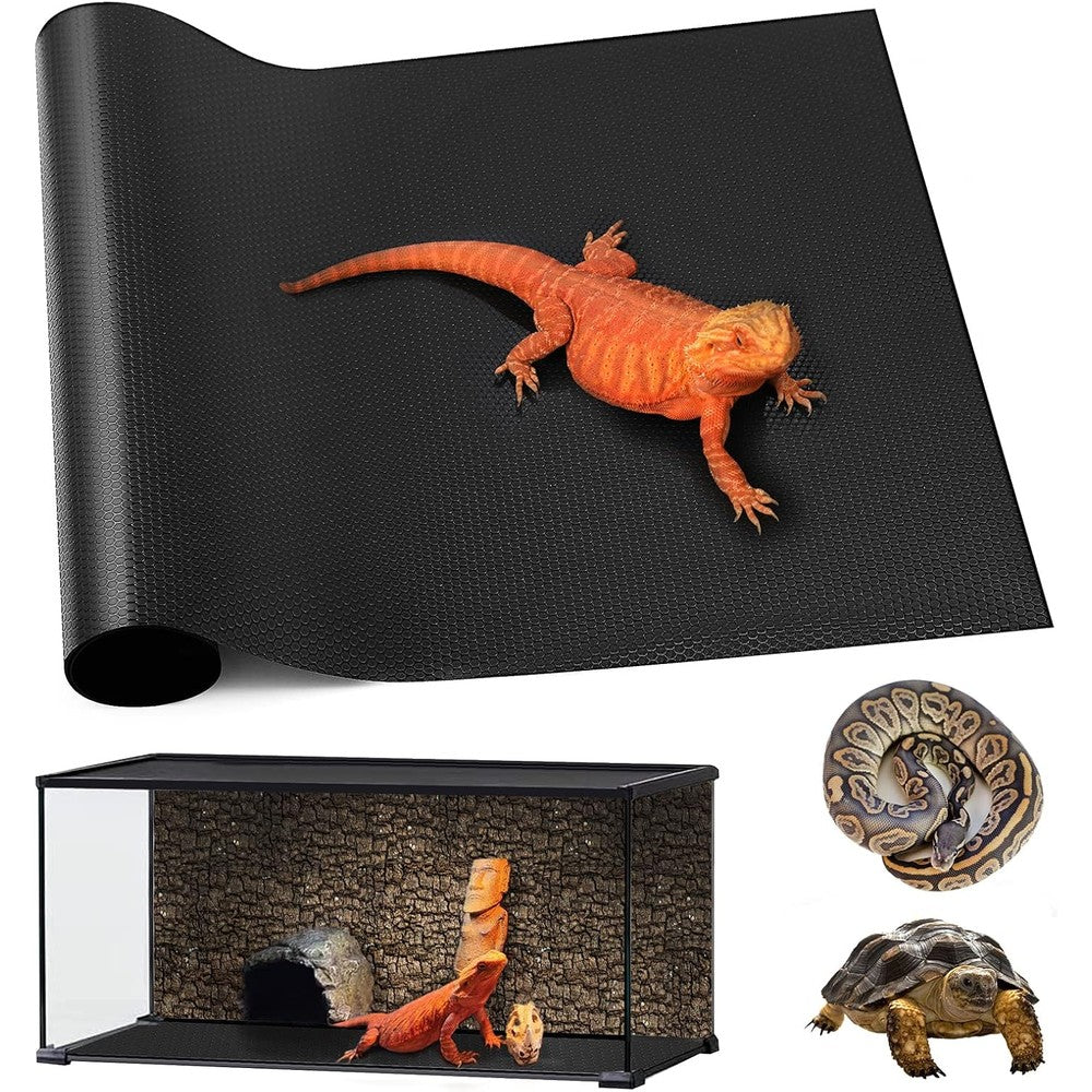 Sisipai Life reptile mat front view showing black terrarium liner texture.