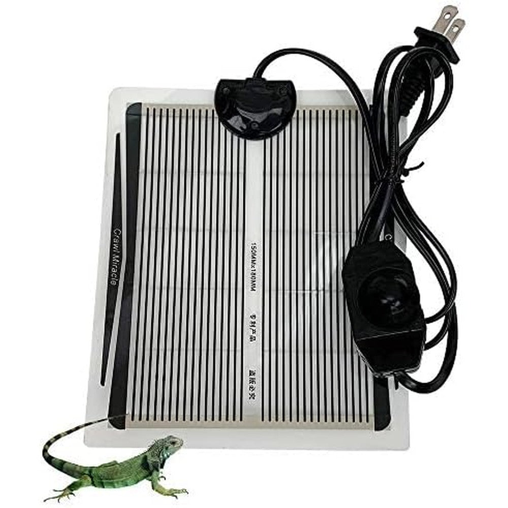 YM YOUMU reptile heating pad front view showing slim profile and control switch