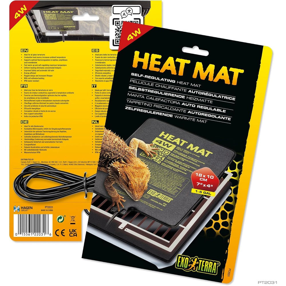 Exo Terra Heat Mat Self Regulating Reptile Heating Pad For Glass Terrariums Four Watt - Image 1