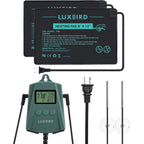 Luxbird reptile heating pad front view showing dual output thermostat and two mats