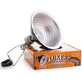 Fluker's Repta-Clamp Lamp front view showing the 8.5-inch aluminum dome reflector.