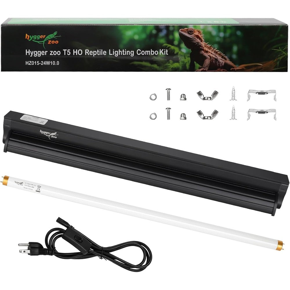 Hygger Zoo T5 reptile light fixture front view