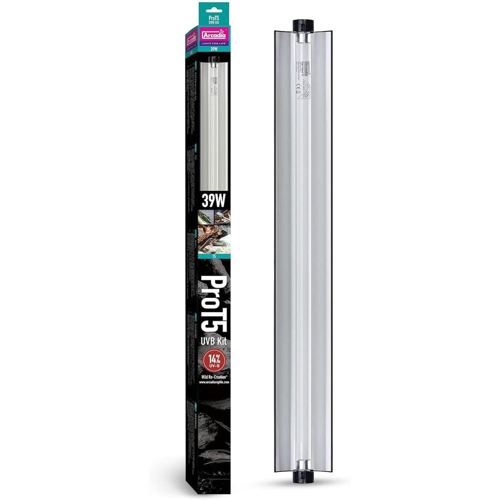 Arcadia ProT5 reptile light fixture kit front view showcasing the thirty five inch tube enclosure