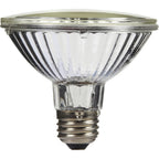 Fluker's 75W splash proof halogen bulb front view showing glass reflector