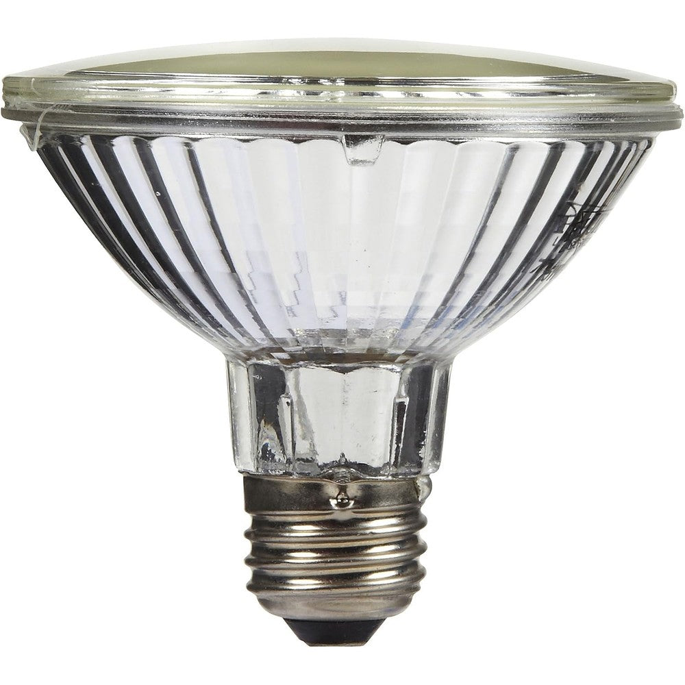 Fluker's 75W splash proof halogen bulb front view showing glass reflector