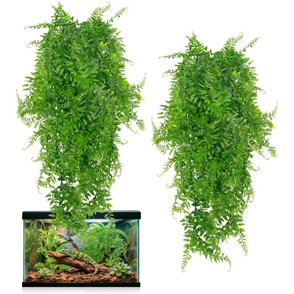 Rainflow artificial Boston fern reptile terrarium plants front view
