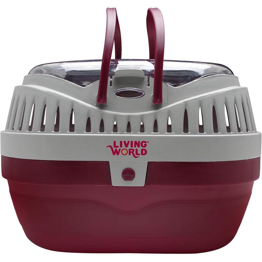 Living World Pet Carrier For Small Pets Large Red And Grey Plastic Travel Enclosure For Guinea Pigs Rats And Chinchillas