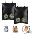 2Pcs Hanging Hay Feeder Bag for Guinea Pigs, Capacity of 0.35 Pounds of Hay, 11.8 x 9.8 Inch Bilayer Harmless Artificial Leather, 2-Hole Washable Hay Feeding Pouch for Small Rabbit, Chinchillas