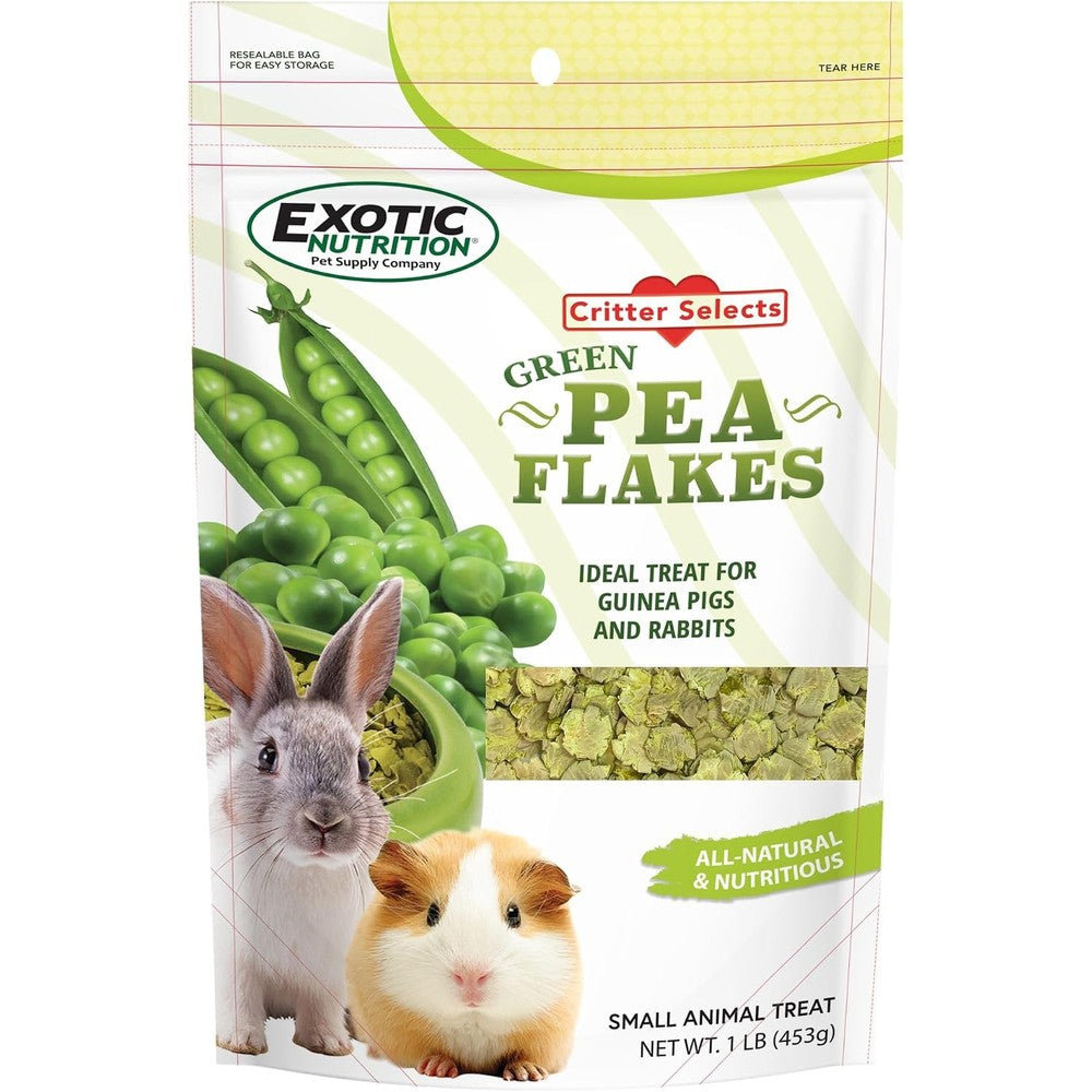 Exotic Nutrition Green Pea Flakes Natural Dried Vegetable Supplementary Food For Small Pets 1 Pound