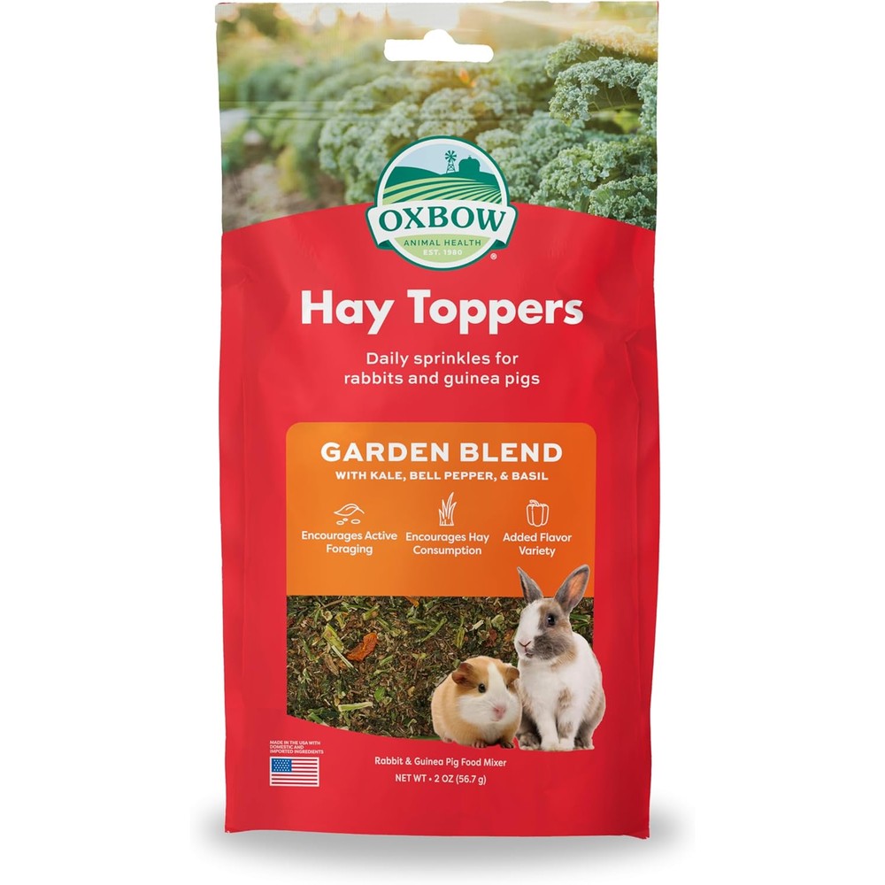 Oxbow Hay Toppers Garden Blend Premium Foraging Enrichment Timothy Hay Food Topper and Bunny Treats for Small Herbivores Two Ounce